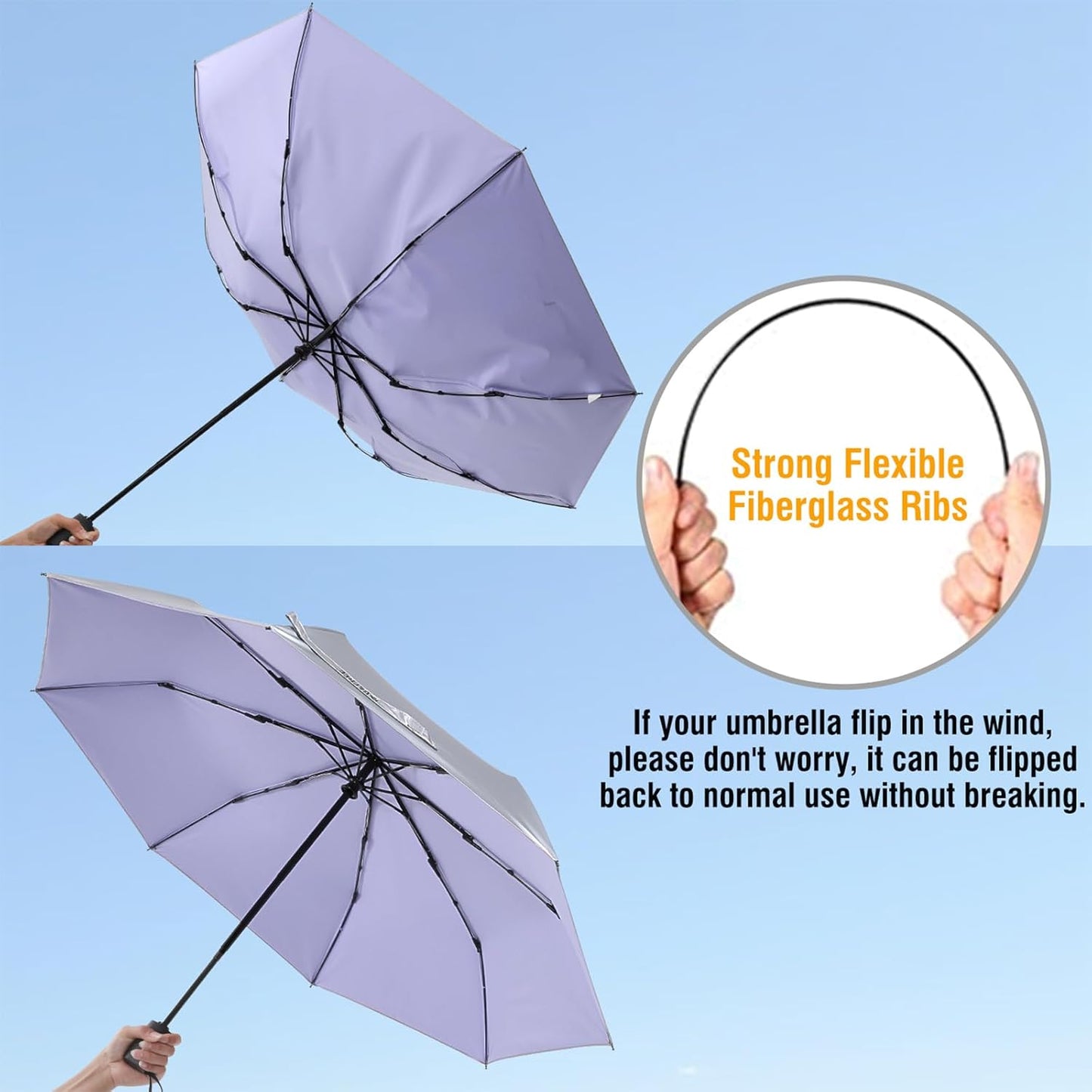 G4Free UPF 50+ UV Protection Large Travel Umbrella 42/46 Inch Auto Open Close Windproof Sun Blocking Umbrella