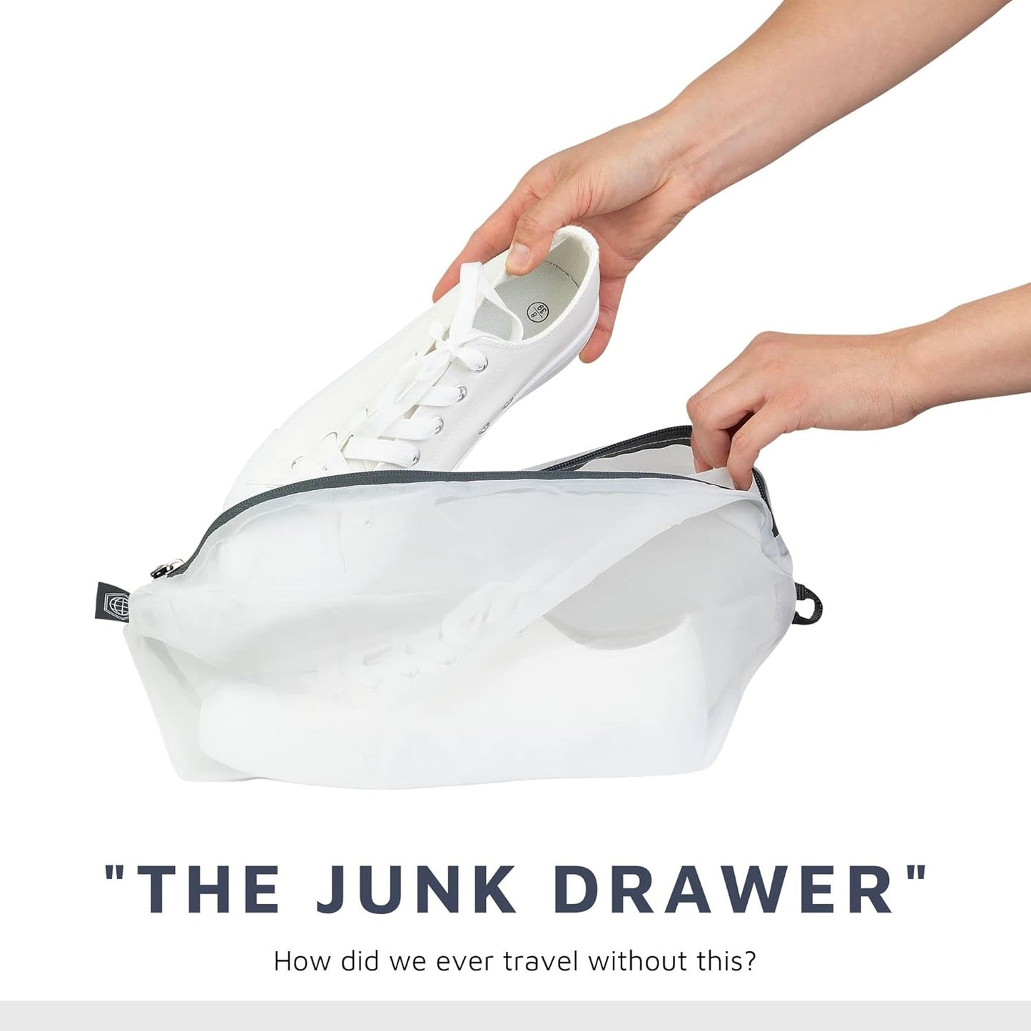 Large Packing Cube Set with See Through Mesh- Compression Packing Cubes Travel Organizers by TRIPPED Travel Gear (White)