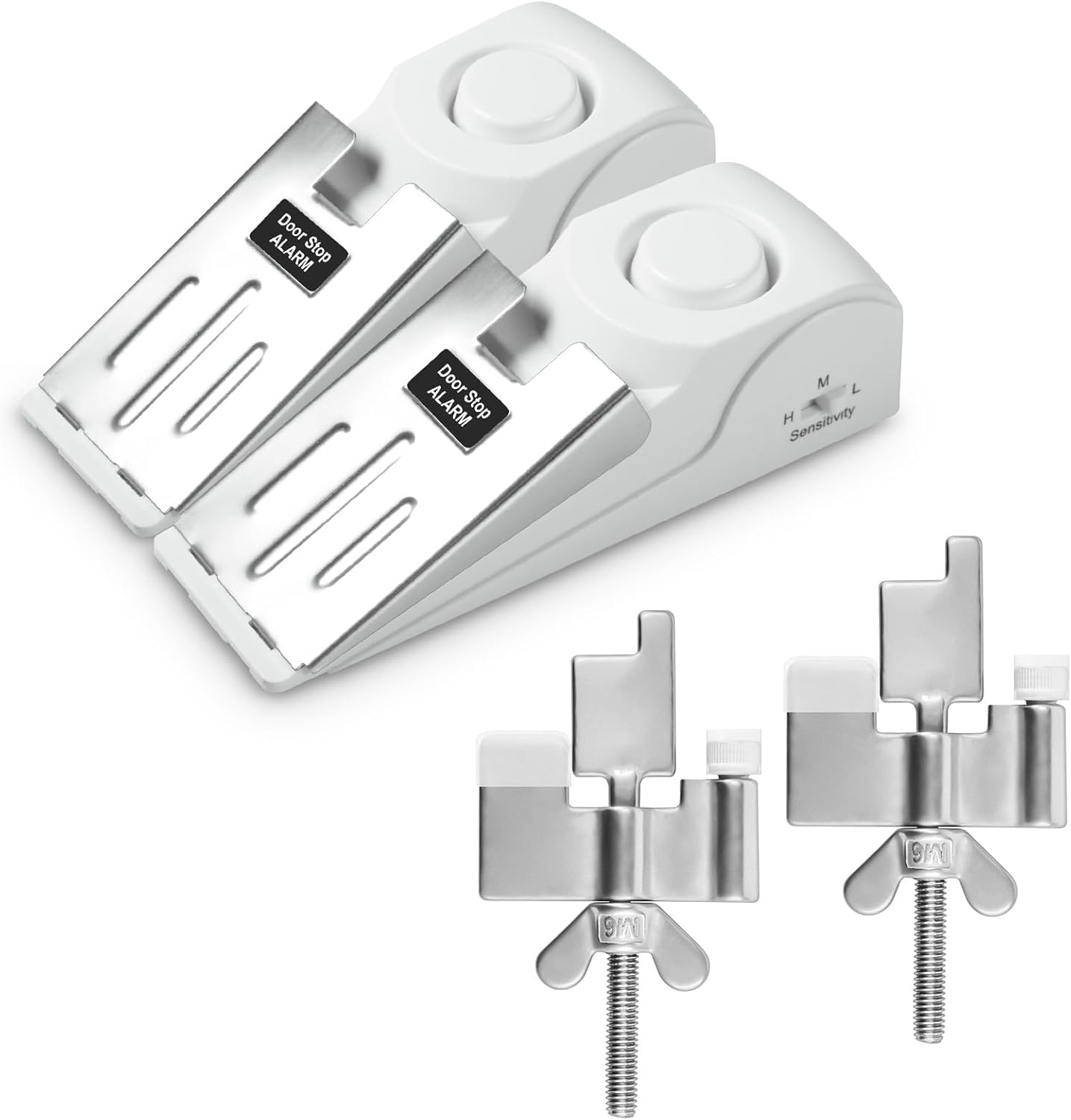 2 Pack 120dB Travel Door Stopper Alarm & Portable Door Lock, 3-Level Sensitivity Adjustable Travel Security Wedge for Hotel Home Apartment Dorm