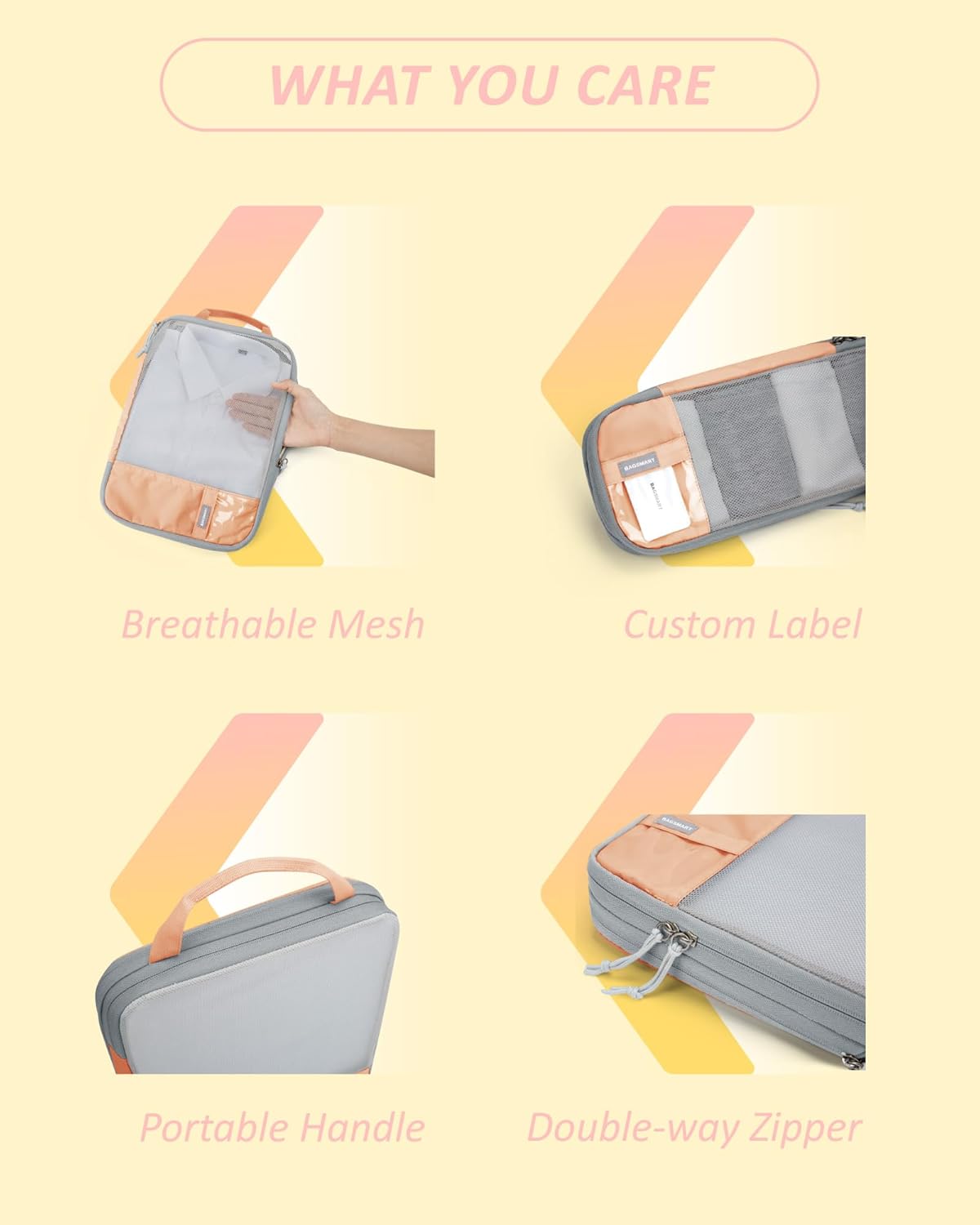 BAGSMART 6 Set Compression Packing Cubes - Lightweight Travel Essentials, Durable Luggage Organizer