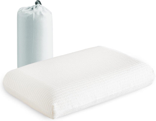 YOUR MOON Memory Foam Travel Pillow, Pure Cotton Cover, Compressible Camping Pillow for Sleeping, Portable Backpacking Support Pillows for Hiking, Car & Airplane (Off White)