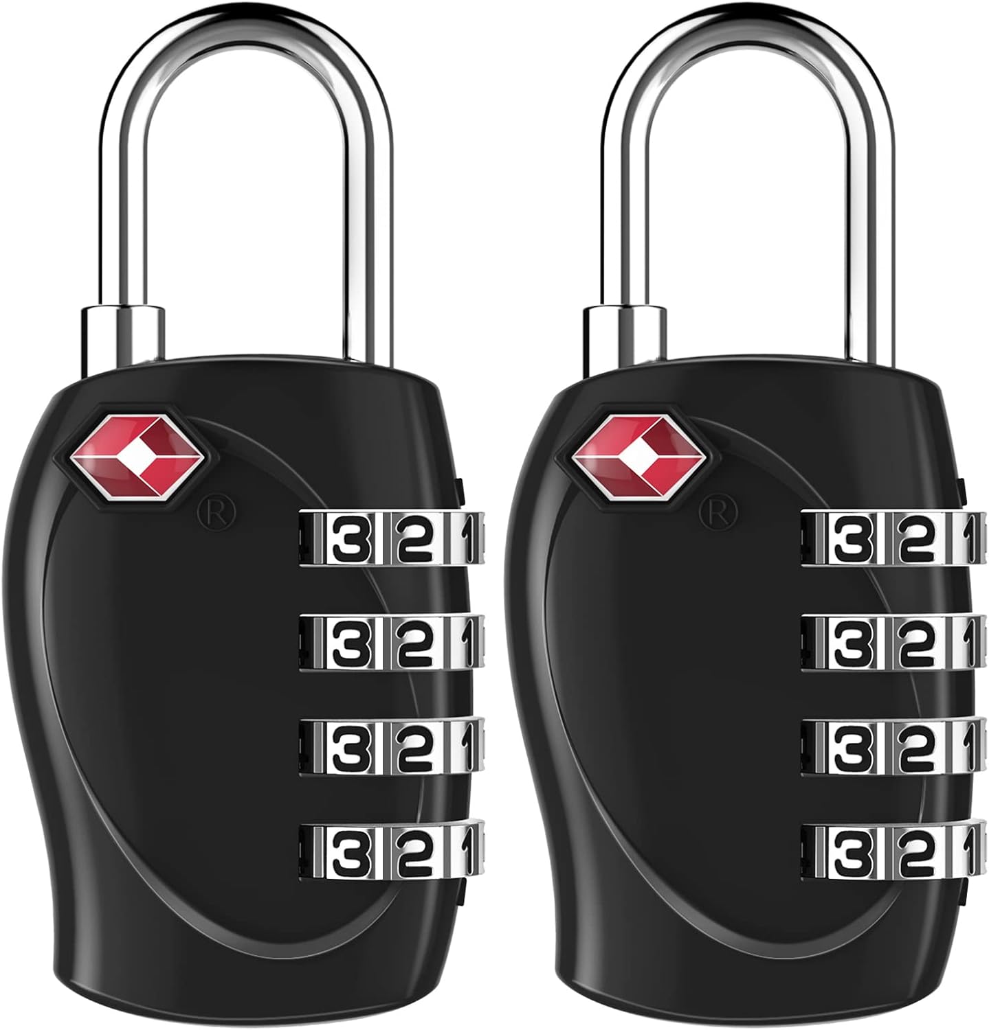 ZHEGE Luggage Locks TSA Approved, Zipper Locks for Suitcase, Backpack, Tent, 4 Digit Small Combination Padlocks for Travel, Gun Case, Gym Lockers (Black, 2 Pack)