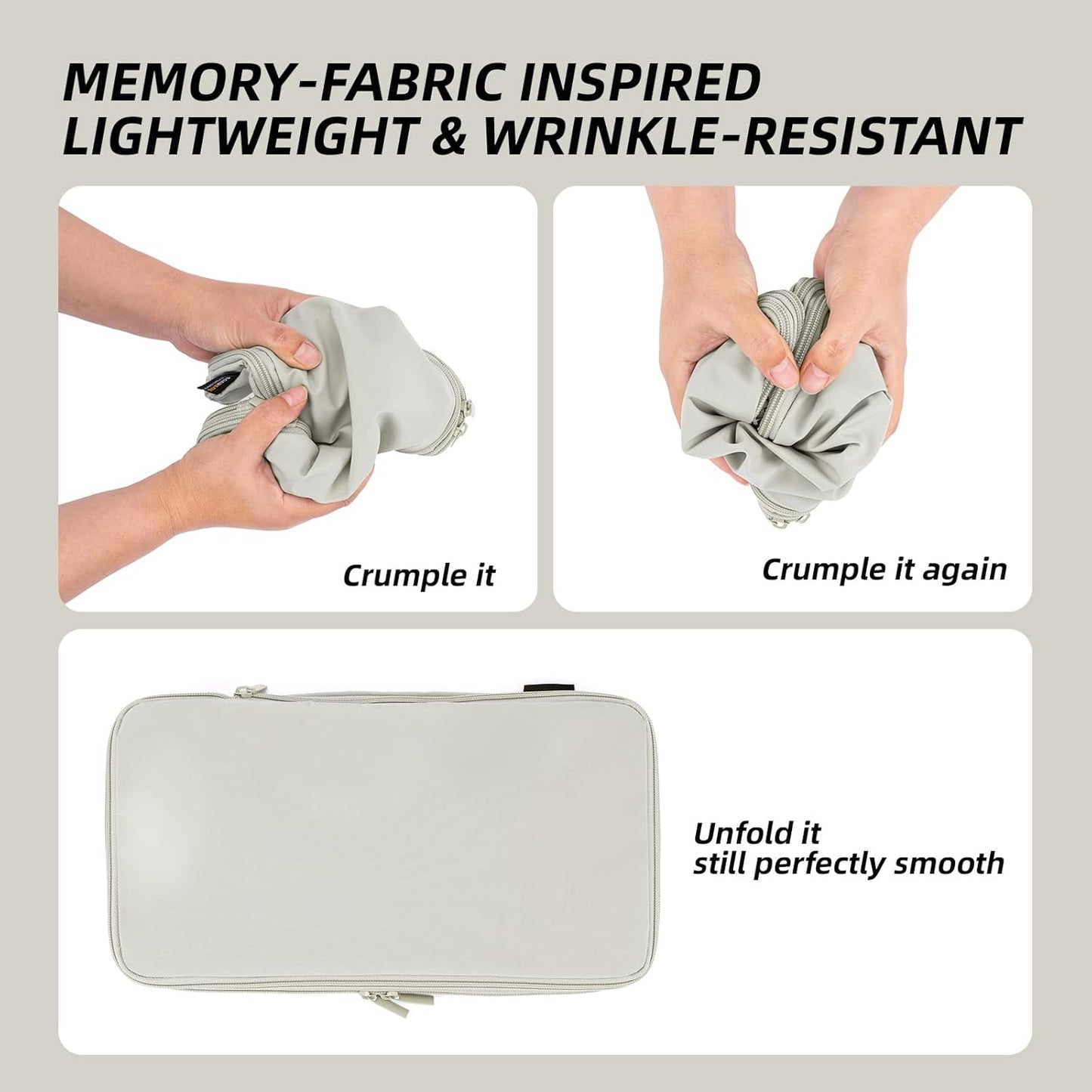 4 Piece Compression Packing Cubes for Suitcases and Backpack, Lightweight Travel Organizers (Off-White)