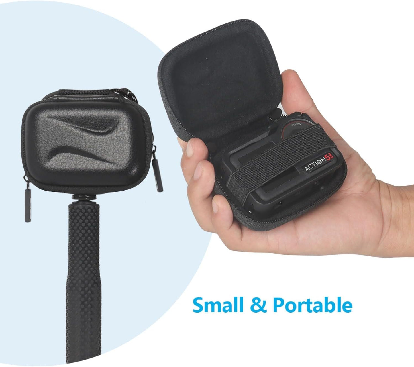 JSVER Mini Carrying Case for GoPro Hero 13/12/11/10/9/8/7/6/5/4/3, DJI Osmo Action, AKASO EK7000 / EK7000 Pro / V50 Pro/Brave 4, Campark ACT74 / ACT76, Dragon Touch Vision 3, YI Lite / 4K+