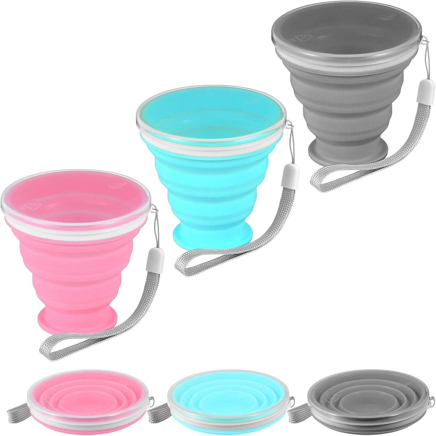 3 Pack Collapsible Cups for Traveling,Collapsible Travel Cup,Portable Reusable Silicone Drinking Folding Cup Set with Lid for Outdoor Adventures,Camping, Hiking, and Daily Use