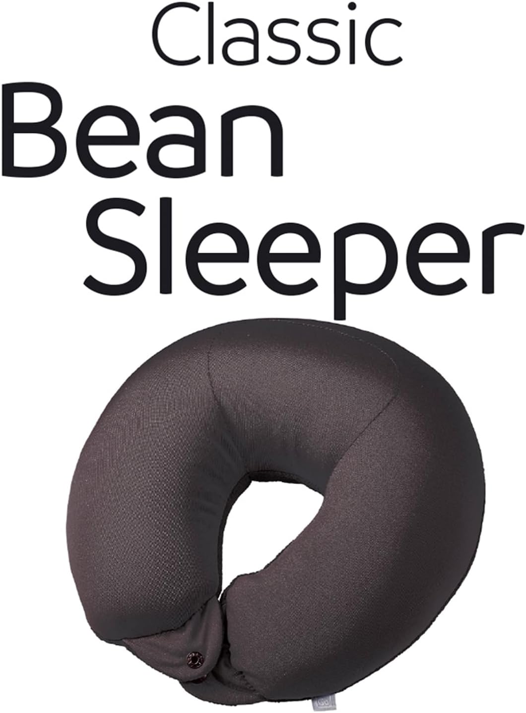 Classic Bean Sleeper, Comfortable Travel Pillow Filled with Micro Polybeans, Neck Pillow for Uninterrupted Sleep, Ideal for Airplane, Bus, Car, and Train, Travel Essentials, Black