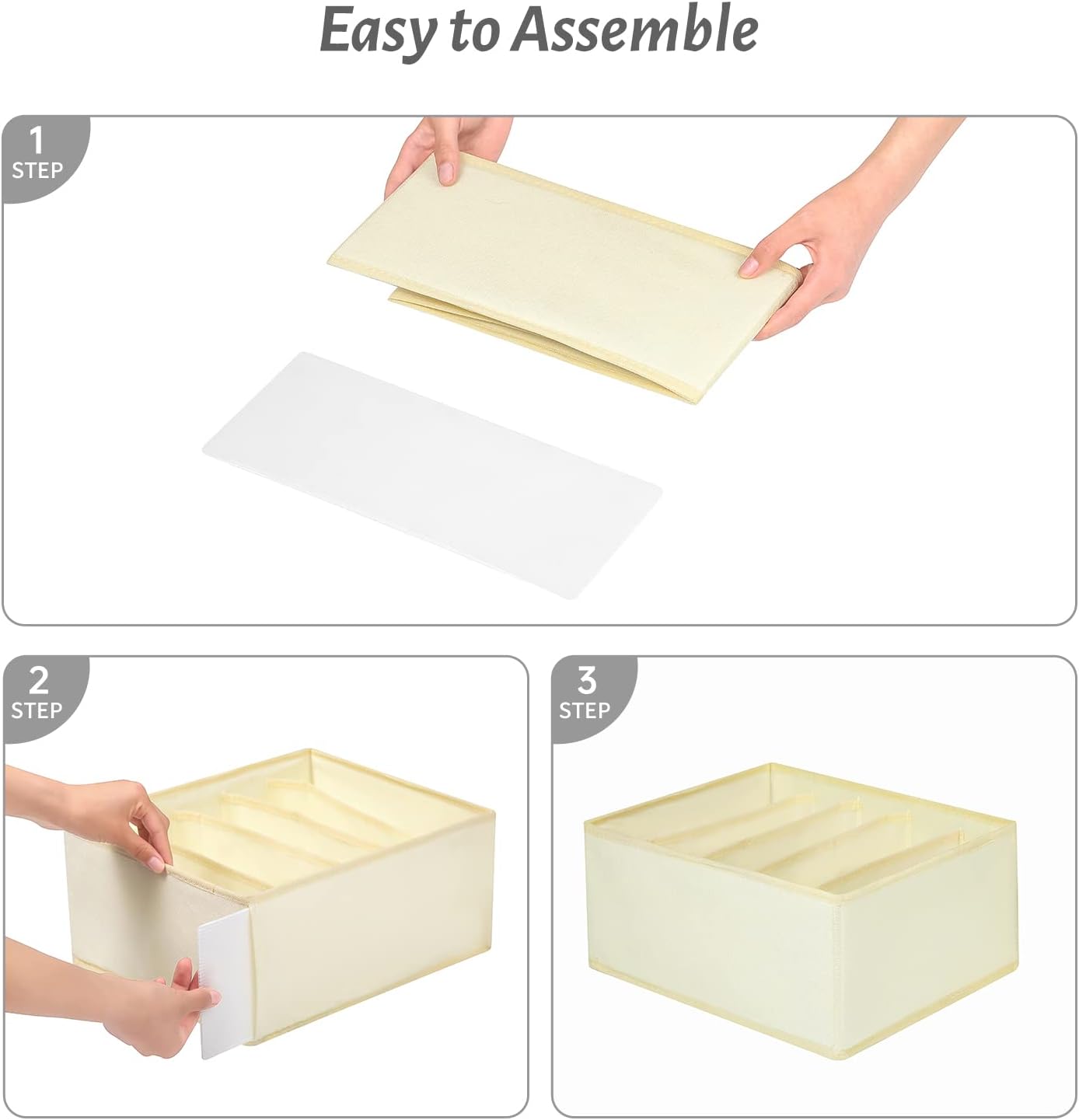 Jeans Drawer Organizers for Clothing, 5 Compartment Wardrobe Storage Box, Washable Clothes Organizer for Folded Clothes, Jeans, Pants, Leggings, t-shirts(Beige)