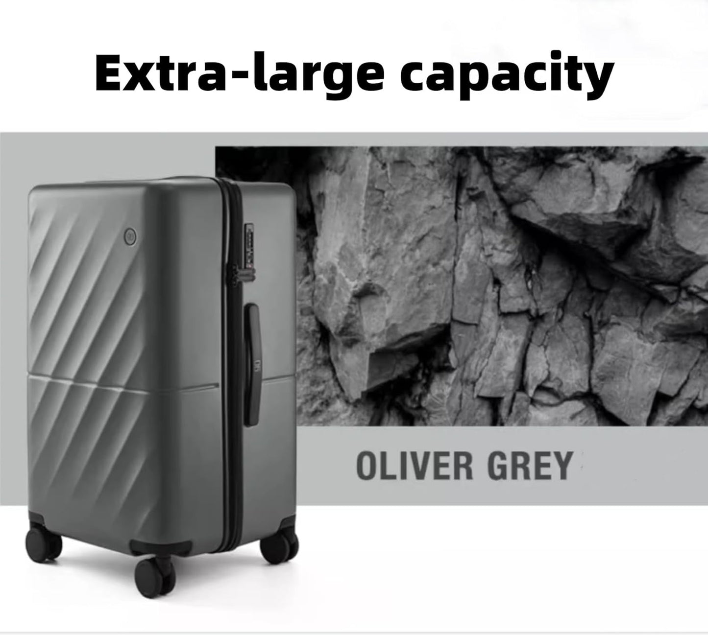 NINETYGO Trunk Luggage 24 Inch, Medium Checked Luggage with Double Spinner Wheels, Anti-Burst Zipper, Hard Case PC Suitcase, Lightweight Travel Luggage, TSA Approved (Slate Grey, Hudson)