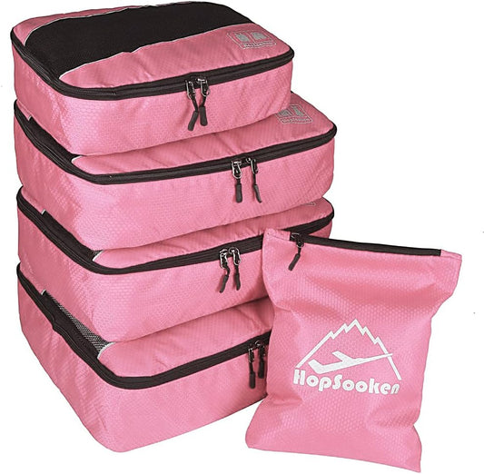 5 Set Packing Cubes for Travel Large Suitcase Luggage Organizer Bags Travel Accessories Vacation 4 Cubes 1 Laundry Pouch Bag