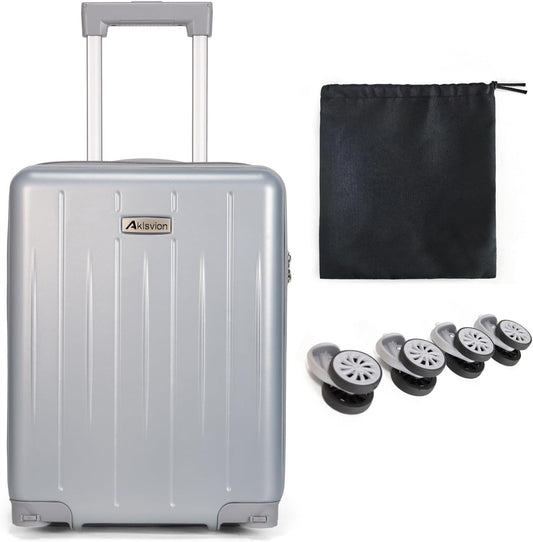 18-inch Carry-on Boarding Luggage: Equipped with Movable Wheels, TSA Approved,Under the Seat, Hard Shell Construction, Lightweight Bag with Essential Accessories (Pearl Silver)