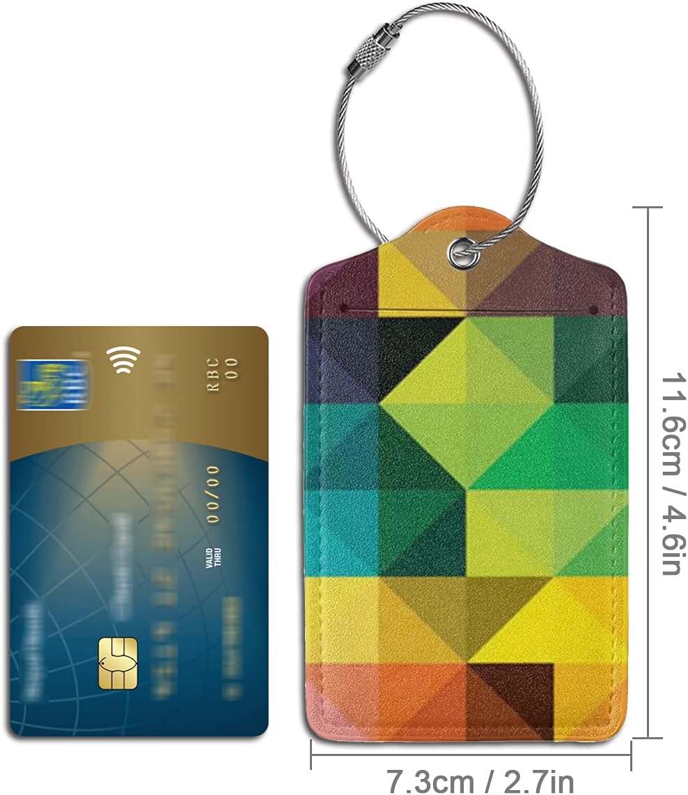 2 Pack Luggage Tag for Suitcase, Cute Unique Leather Suitcase Tags Identifiers with Privacy Name Address Labels & Durable Steel Loop for Women Men Travel