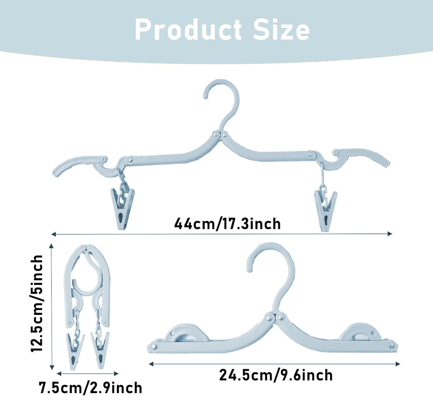 24 Pcs Travel Hangers with 48 Pcs Clips,Portable Folding Clothes Hangers Travel Clothes Hangers Travel Accessories Foldable Clothes Drying Rack for Travel Plastic Non Slip Clothing Hangers 4 Colors