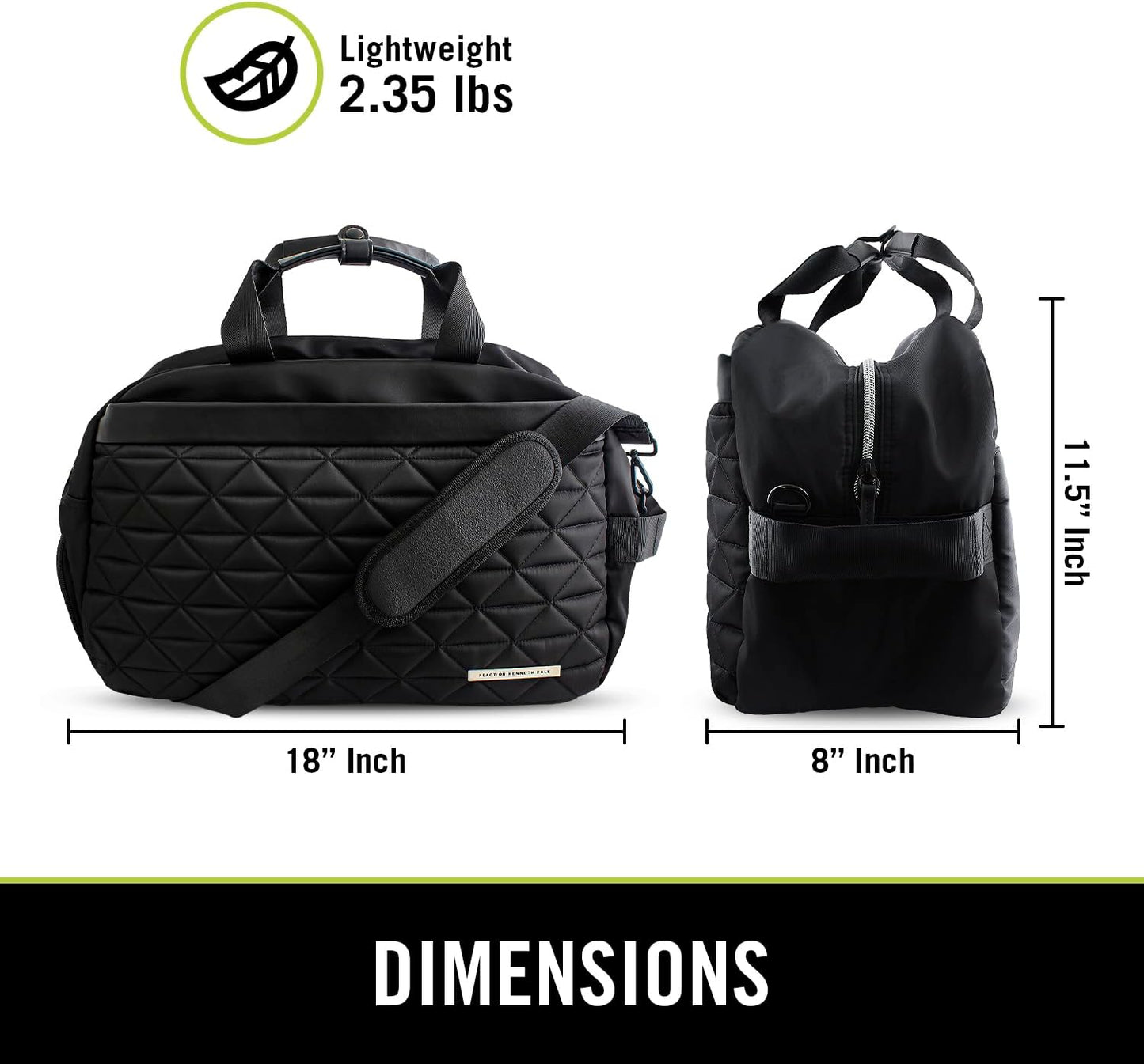 Kenneth Cole REACTION Emma 15" Convertible Duffel Carry On Travel Bag, Black