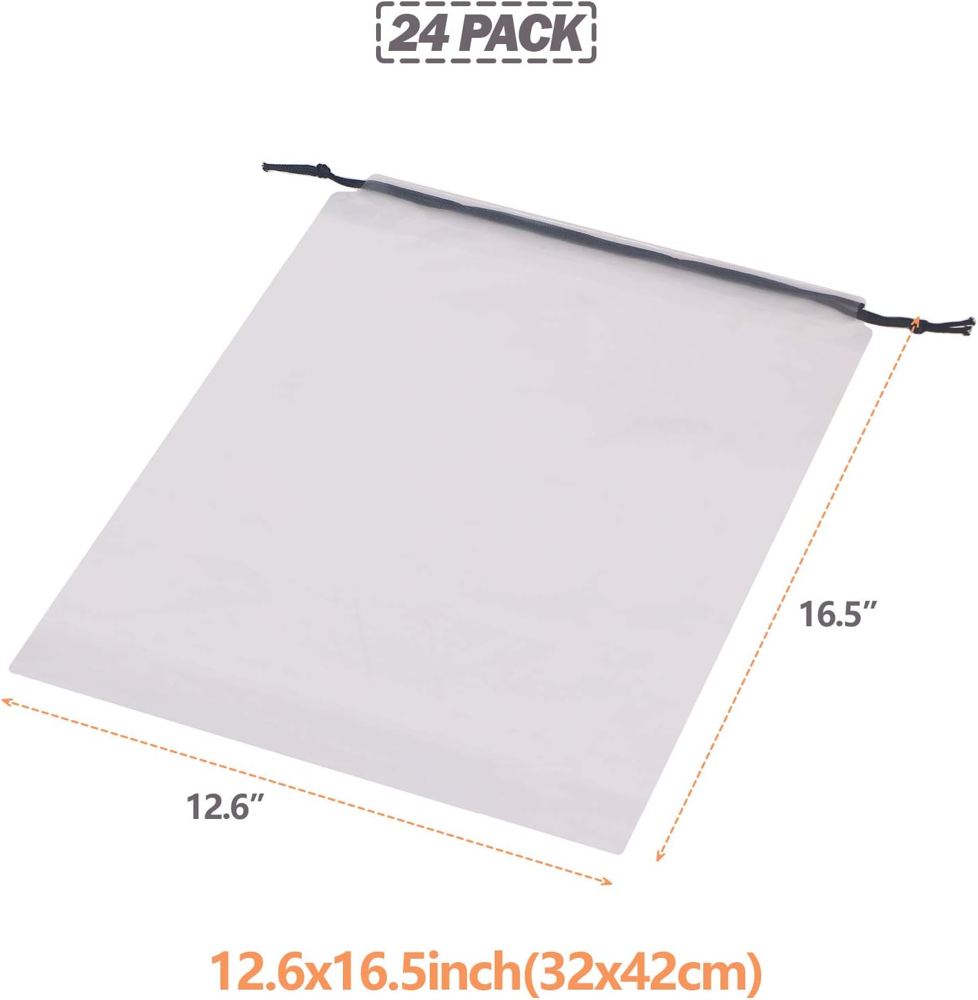 Set of 24 Transparent Shoe Bags for Travel Large Clear Shoes Storage Organizers Pouch with Rope for Men and Women