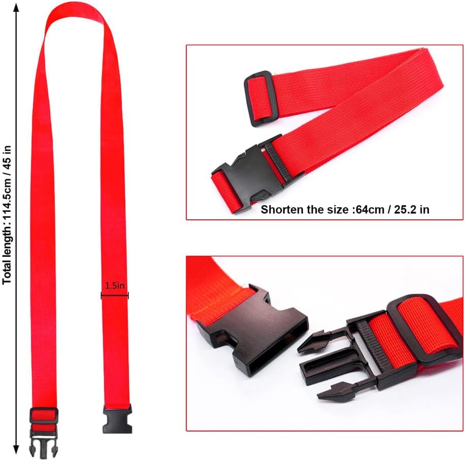 2Pack Luggage Straps for Suitcases, Travel Connector for Carry On Bag, Add Bag to Connect Two Suitcases, Adjustable Belt Attachment Accessories for Connect Your 3 Luggages, Red