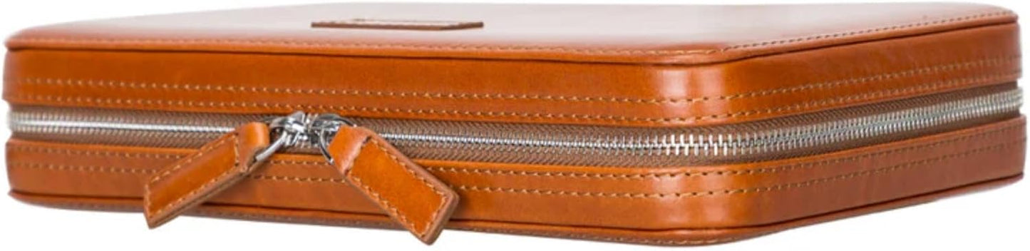 Medicine Handmade Leather Cable Organizer Bag – Full-Grain Leather Travel Tech Case for Cords, Chargers & Accessories – Zippered Storage for Men & Women (Tan)