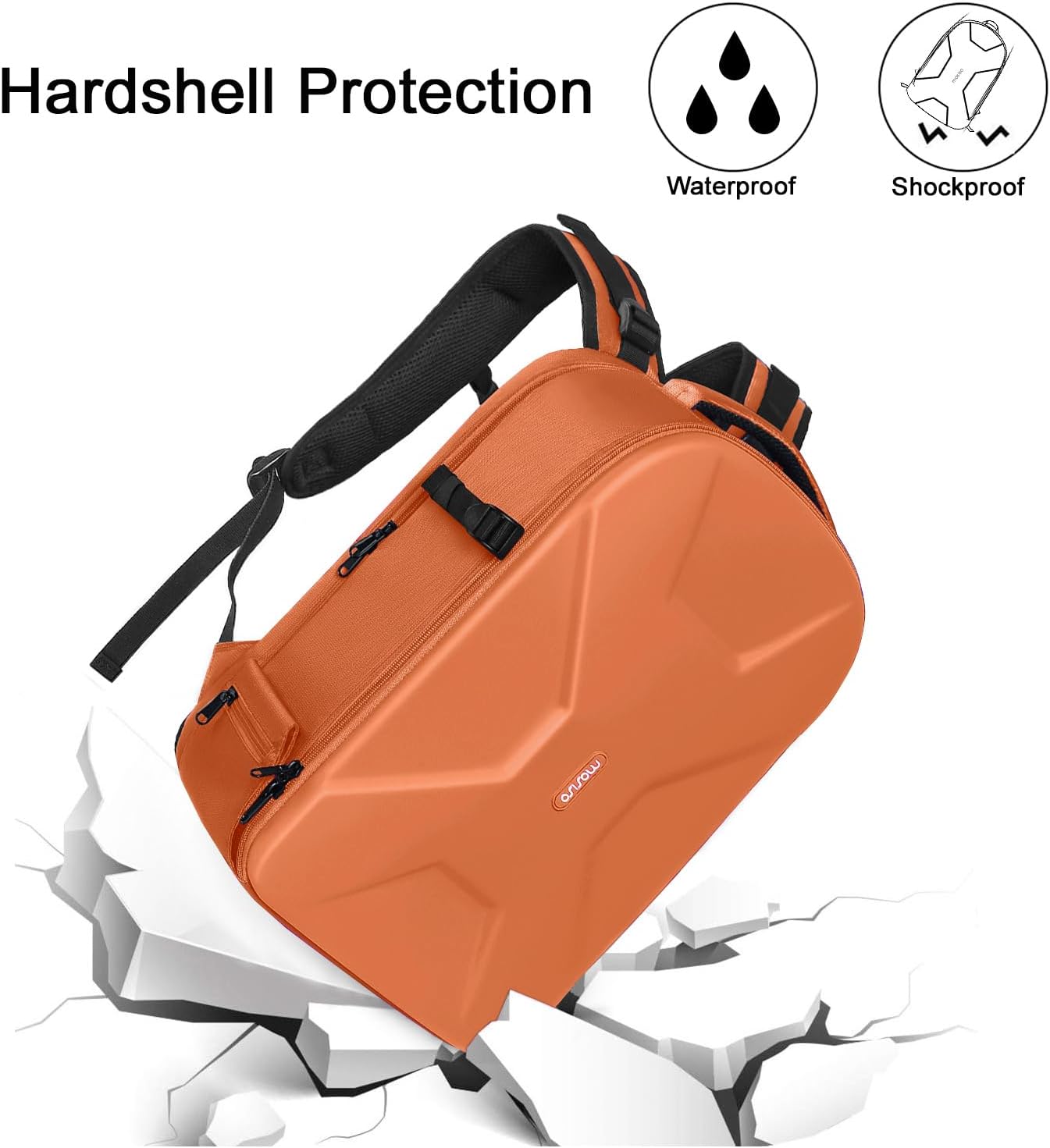 MOSISO Camera Backpack, DSLR/SLR/Mirrorless Photography Camera Bag 15-16 inch Waterproof Hardshell Case with Tripod Holder&Laptop Compartment Compatible with Canon/Nikon/Sony, Orange