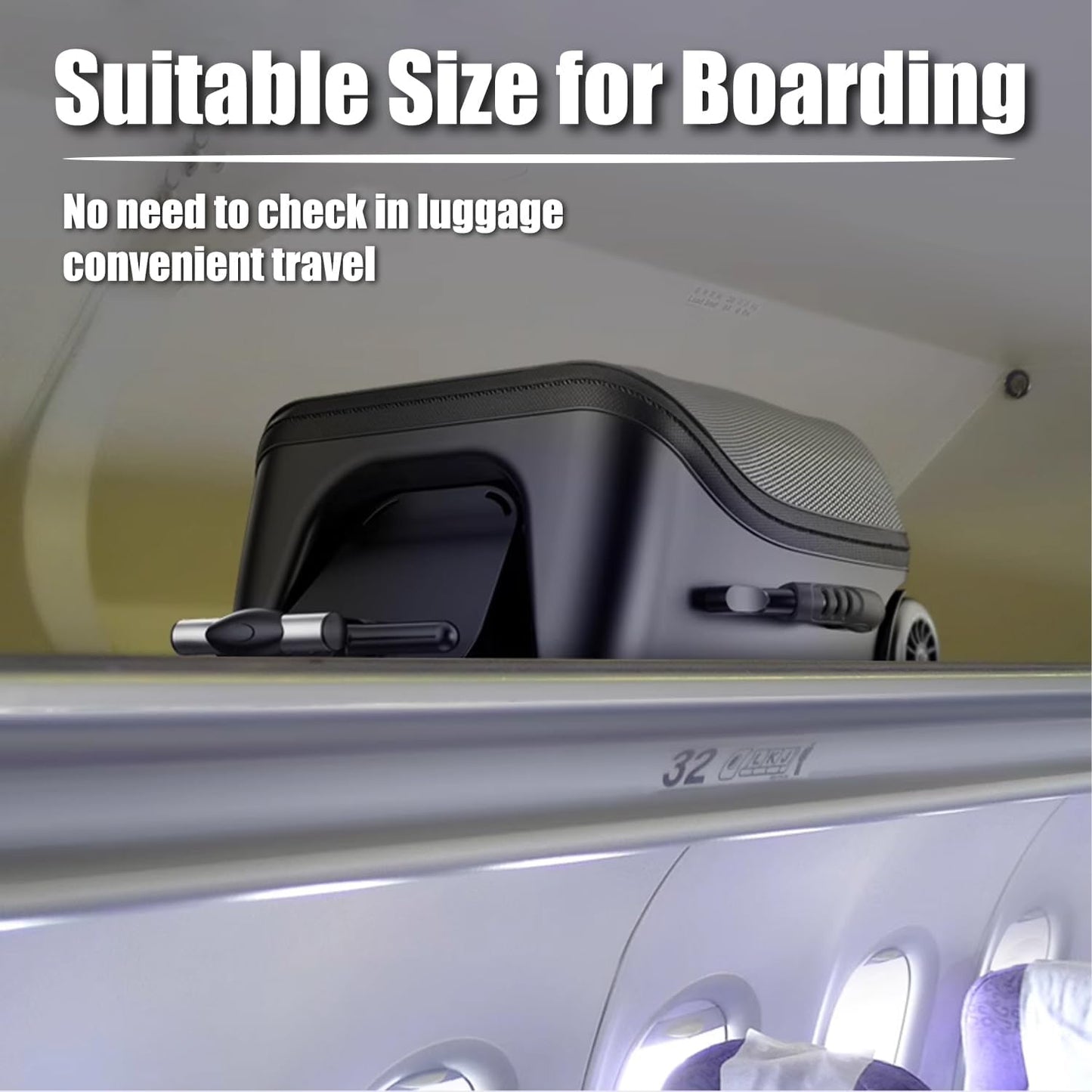 Children's Ride-On Suitcase, Ride on Suitcase for Kids, Kids Luggage Set, Fashion Travel Student Trolley Boarding Toy Box, 2-in-1 Case & Baby Stroller,Black