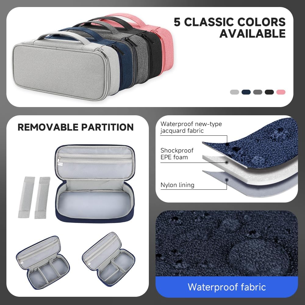 Teskyer Electronics Organizer Travel Case, Waterproof Portable Tech Accessories Pouch with Organized Compartments for Cables, Phone, Chargers, Earphone, Navy Blue