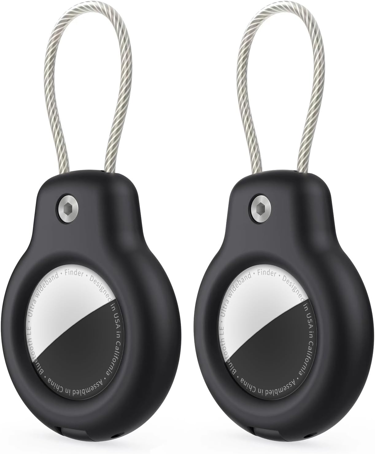 for AirTag Holder Case with Keychain, Air Tags-2 Pack for Apple Air Tag Holder with Wire Cable Lock Key Ring Chain Air Tagholder Accessories for GPS Item Tracker Kids,Keys,Luggage