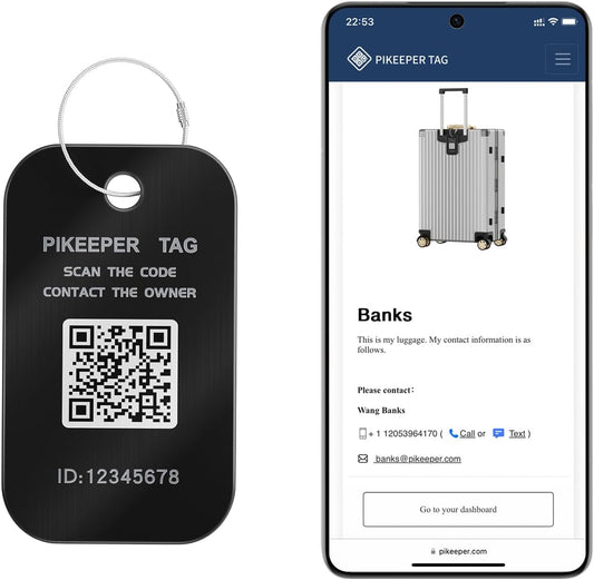 Smart Luggage Tag - Waterproof QR Code Cruise ID Labels with Location Notification When Scanned, Customizable & Durable Travel Tags for Suitcases, Backpacks, Hide Personal Info Securely