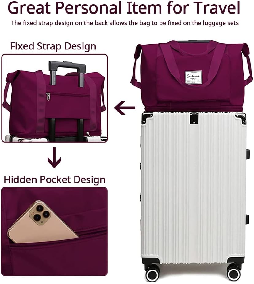 Large Capacity Foldable Travel Bag Expandable Portable Carry on Bag Dry&Wet Separation Sports Duffel Bags