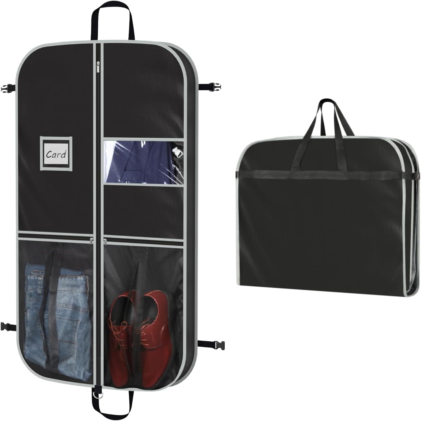 Zilink Upgrade 43" Garment Bag for Suit, Leather,Fur, Mink Coat and Sweater with 3.9" Gusset and Stable Buckles Heavy Duty, Hanging, Breathable, Foldable Travel and Wardrobe Clothes Protector