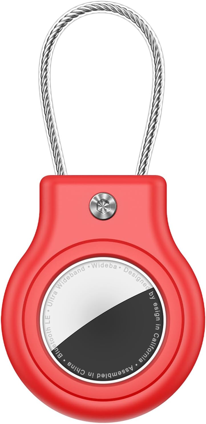 Waterproof Airtag Holder,Airtag Case with Secure Lock,Airtags Keychain for Apple Airtag,Anti-Lost Protective Cover Air tag Accessories for GPS Item Finder Tracker Luggage,Bag,Key,Pet,Cat Dog,-Red