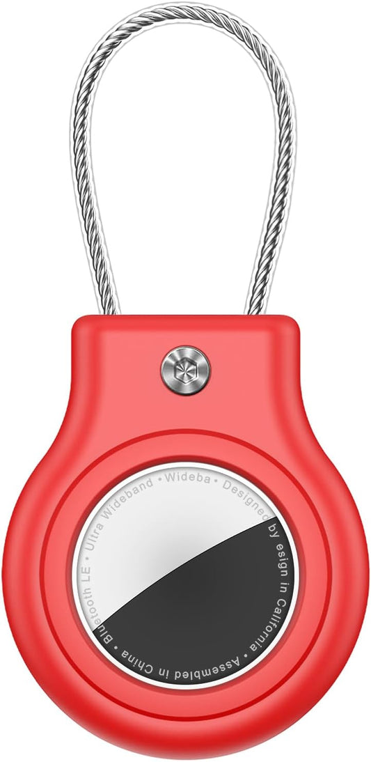 Waterproof Airtag Holder,Airtag Case with Secure Lock,Airtags Keychain for Apple Airtag,Anti-Lost Protective Cover Air tag Accessories for GPS Item Finder Tracker Luggage,Bag,Key,Pet,Cat Dog,-Red