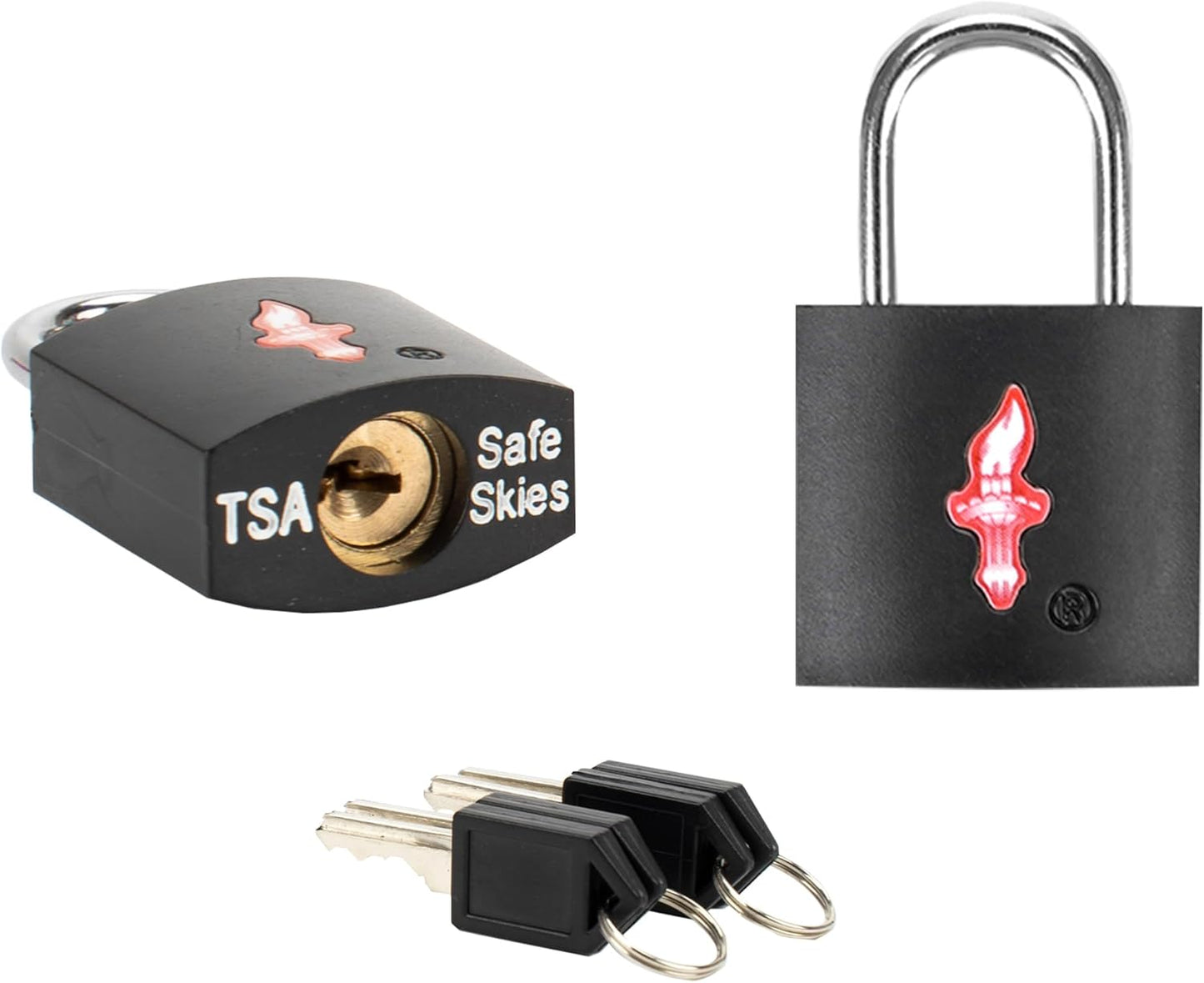 2 Pack TSA Approved Luggage Locks with Key - Neon Square Black for Suitcase Backpack Carry-On & Laptop Bag Travel Security