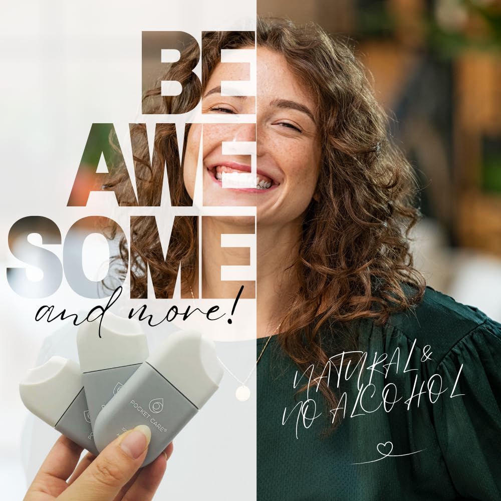 POCKET CARE | 3 Pack Organic Moisturizing Hydratating Eliotrope Hand sanitizer Spray 15 ml | Travel Size Accessories | 100% natural power mist