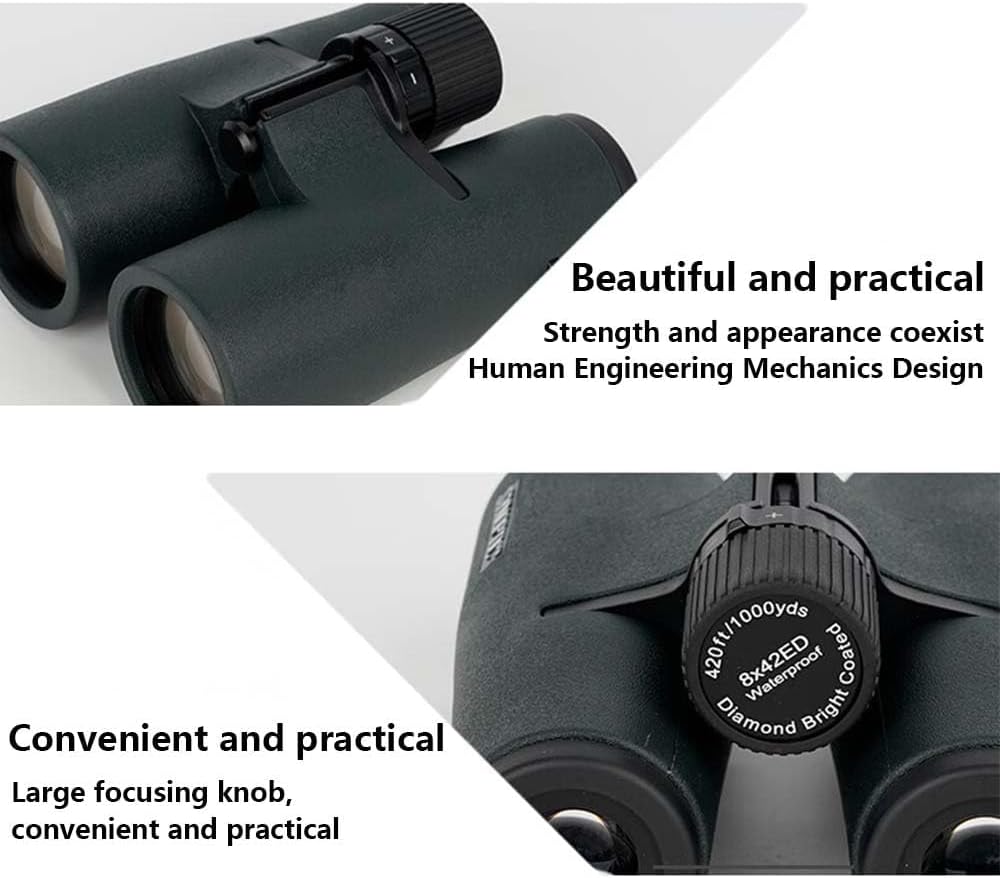 10x42ED Compact Binoculars for Adults – High-Powered BAK4 Prisms, Diamond White Coating, Waterproof & Fogproof, Rubber Armored – Ideal for Bird Watching, Hunting, Travel, Outdoor Sports