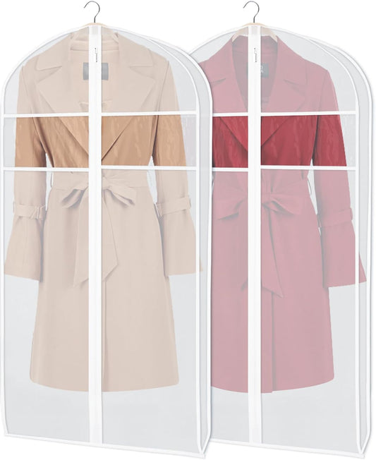 Zilink Clear Suit Coat Bags for Storage 50-inch Dress Bags for Hanging Clothes with 3" Gusset Suit Cover Bag for Coat, Dress Closet Storage