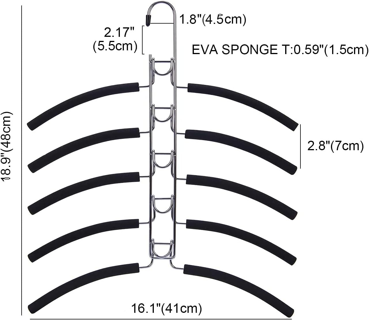 Nature Smile No Shoulder Bump Multiple Sweater Coat Clothes Hangers,Multi Layers Space Saving T Shirt Blouse Rack,(2 Pack Black Color)