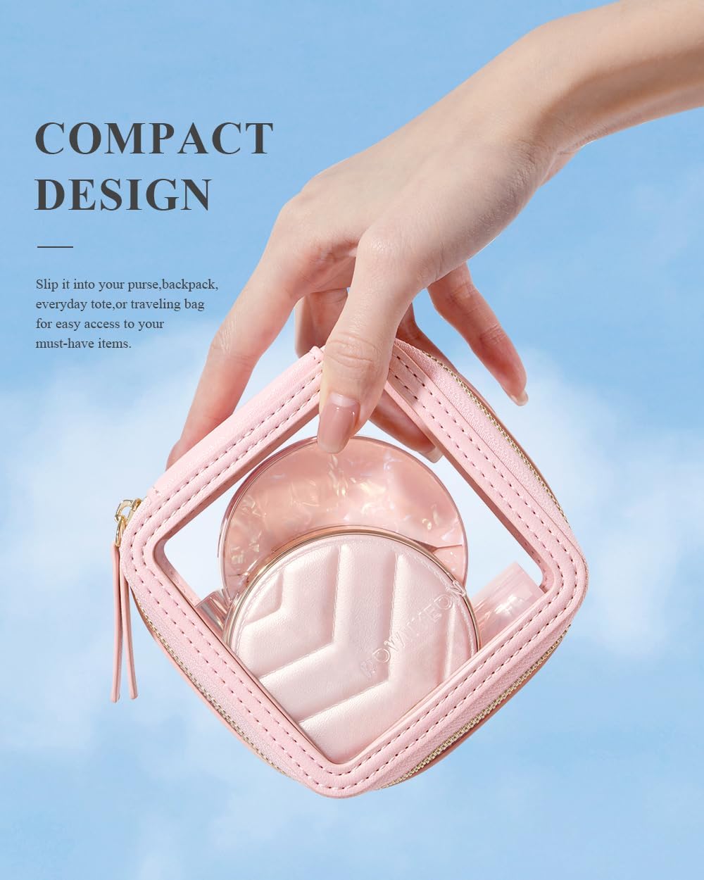 ROWNYEON Clear Makeup Case Toiletry Bag Multipurpose Travel Makeup Train Case Portable Cosmetic Organizer Transparent Storage Bag