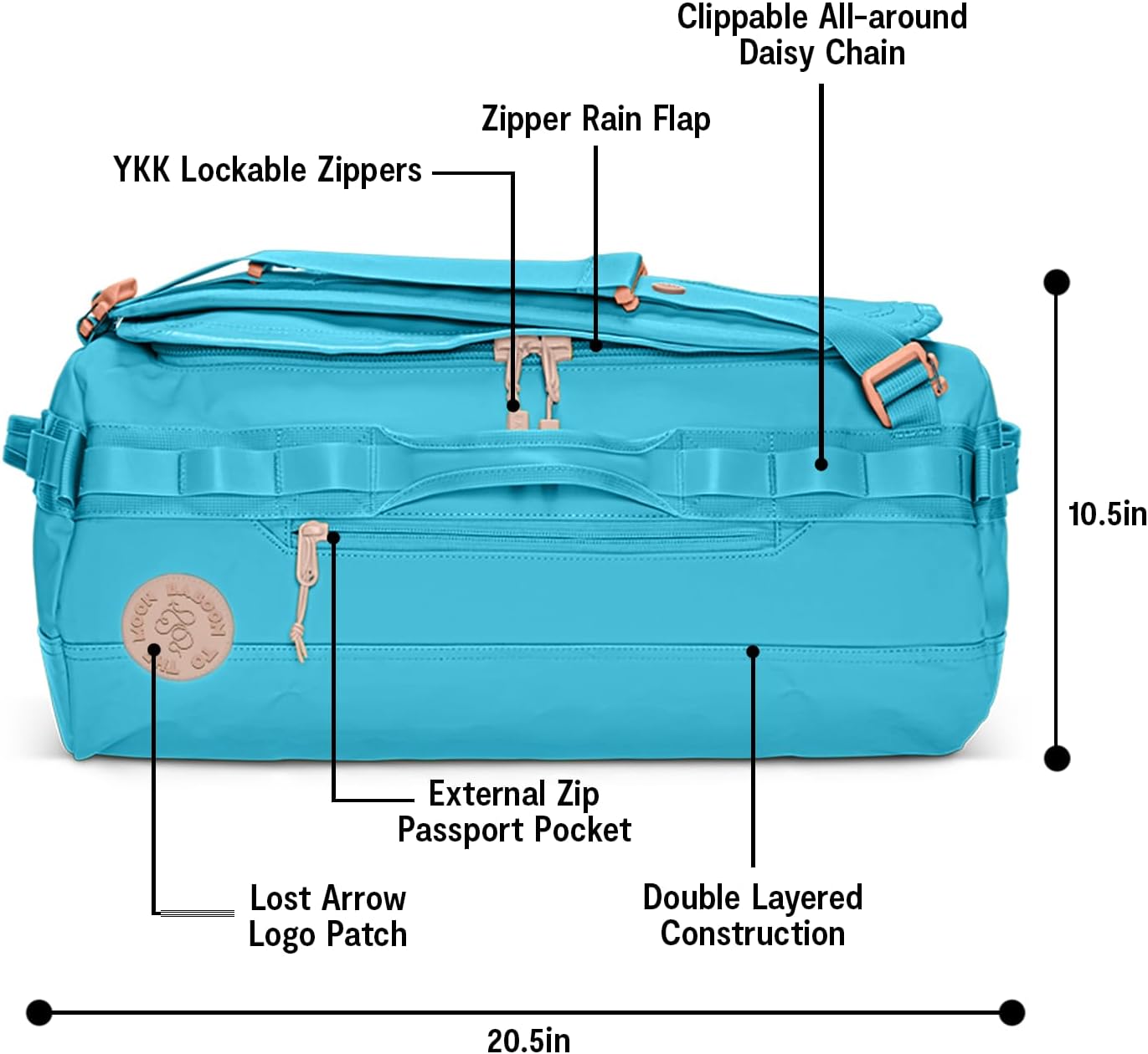 Baboon to the Moon Go-Bag Small 40L – Detachable Straps, Small Duffle Bag for Travel, Gym Bag for Women, Mens Travel Bag, Duffel Bags for Traveling, Travel Duffel Bags for Women (Bluebell)