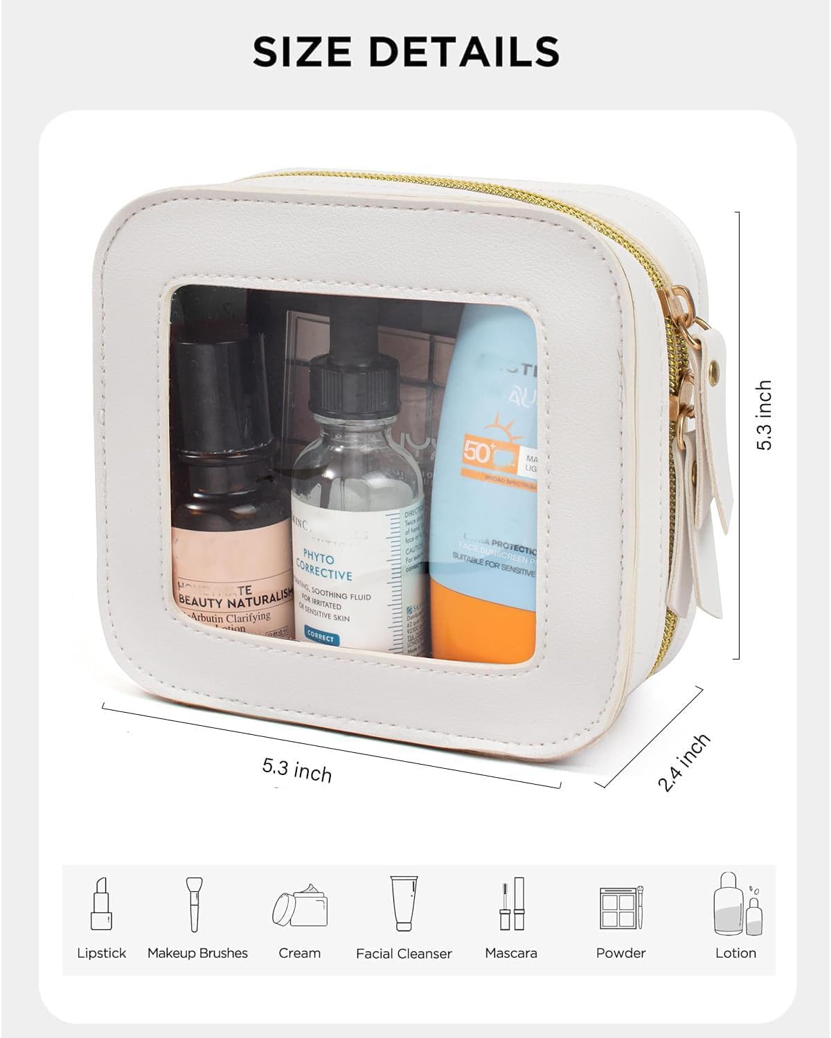Small Clear Makup Bag, Clear Cosmetic Bags with Zipper Waterproof Small Travel Cosmetic Case Cute Make Up Pouch Mini Car Essentials for Women Travel Car Organizer