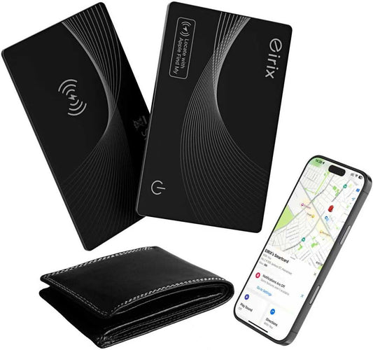 2025[Apple MFi Certified] Air Smart Tags Wallet Tracker Card Work with Apple Find My (iOS Only), Rechargeable Tag GPS Tracker Item Locator Thin Finder for Wallet, Keys, Luggage, Bags (Black 1 Pack)