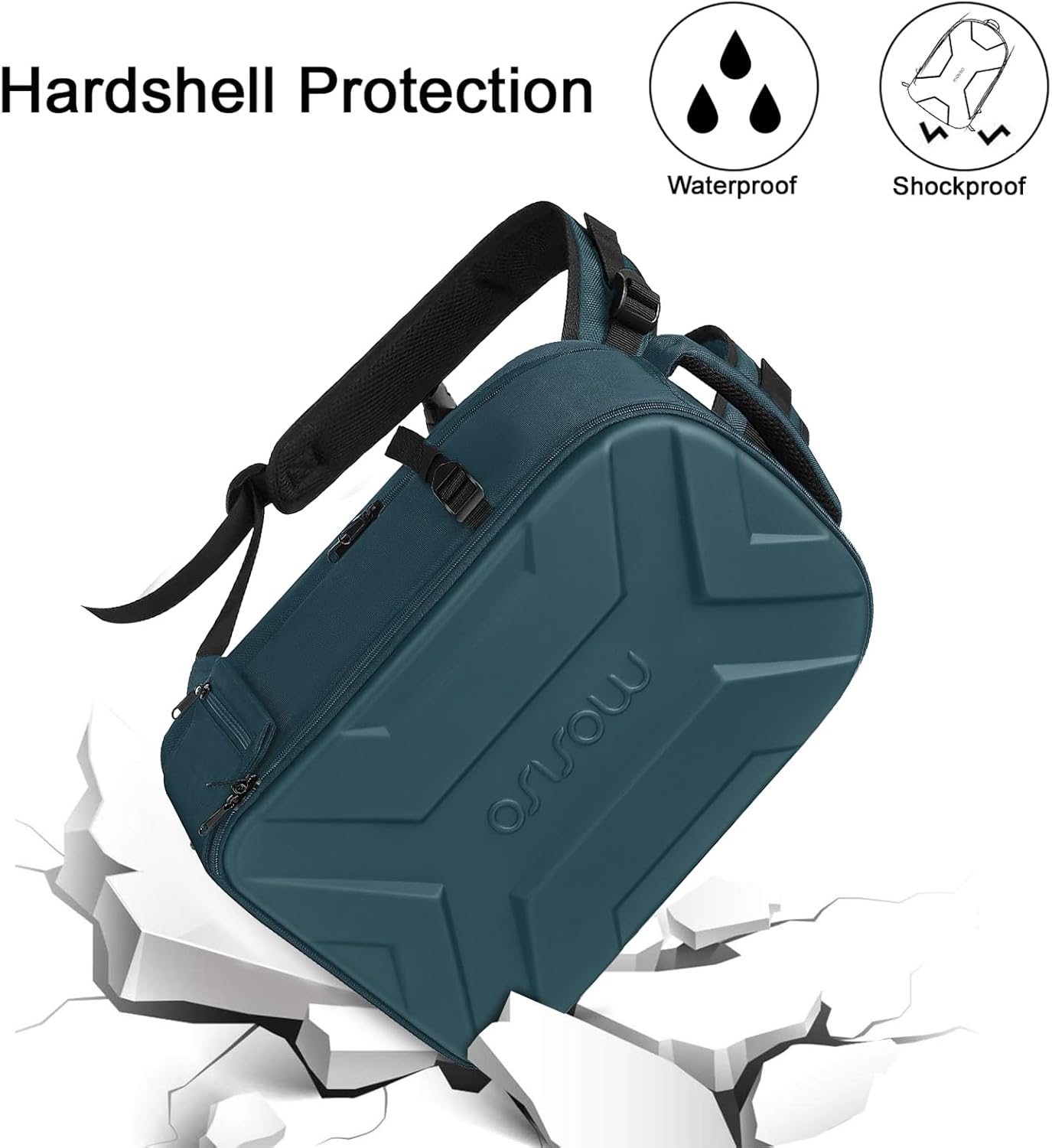 MOSISO Camera Backpack, DSLR/SLR/Mirrorless Photography Camera Bag Waterproof Artistic Geometric Hardshell Case with Tripod Holder&15-16 inch Laptop Compartment for Canon/Nikon/Sony, Teal Green