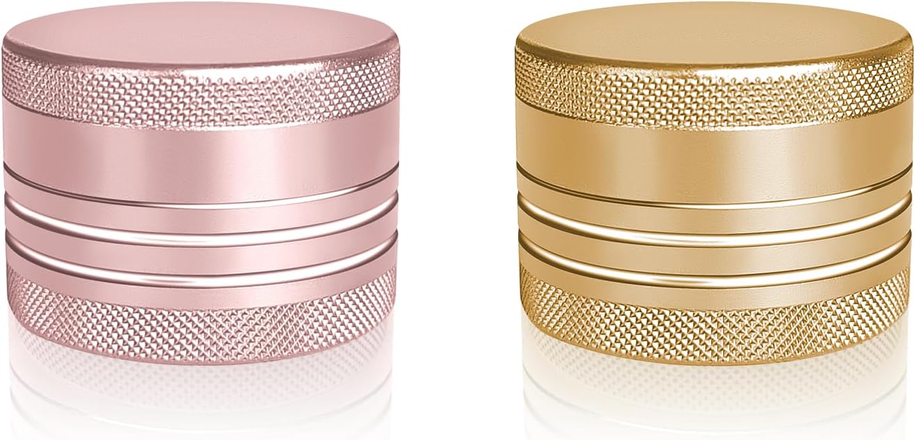 2 Sets Small Pill Box, Portable Daily Box, Aluminium Alloy Round Container for Pills, Pocket Case (Pink+Gold)