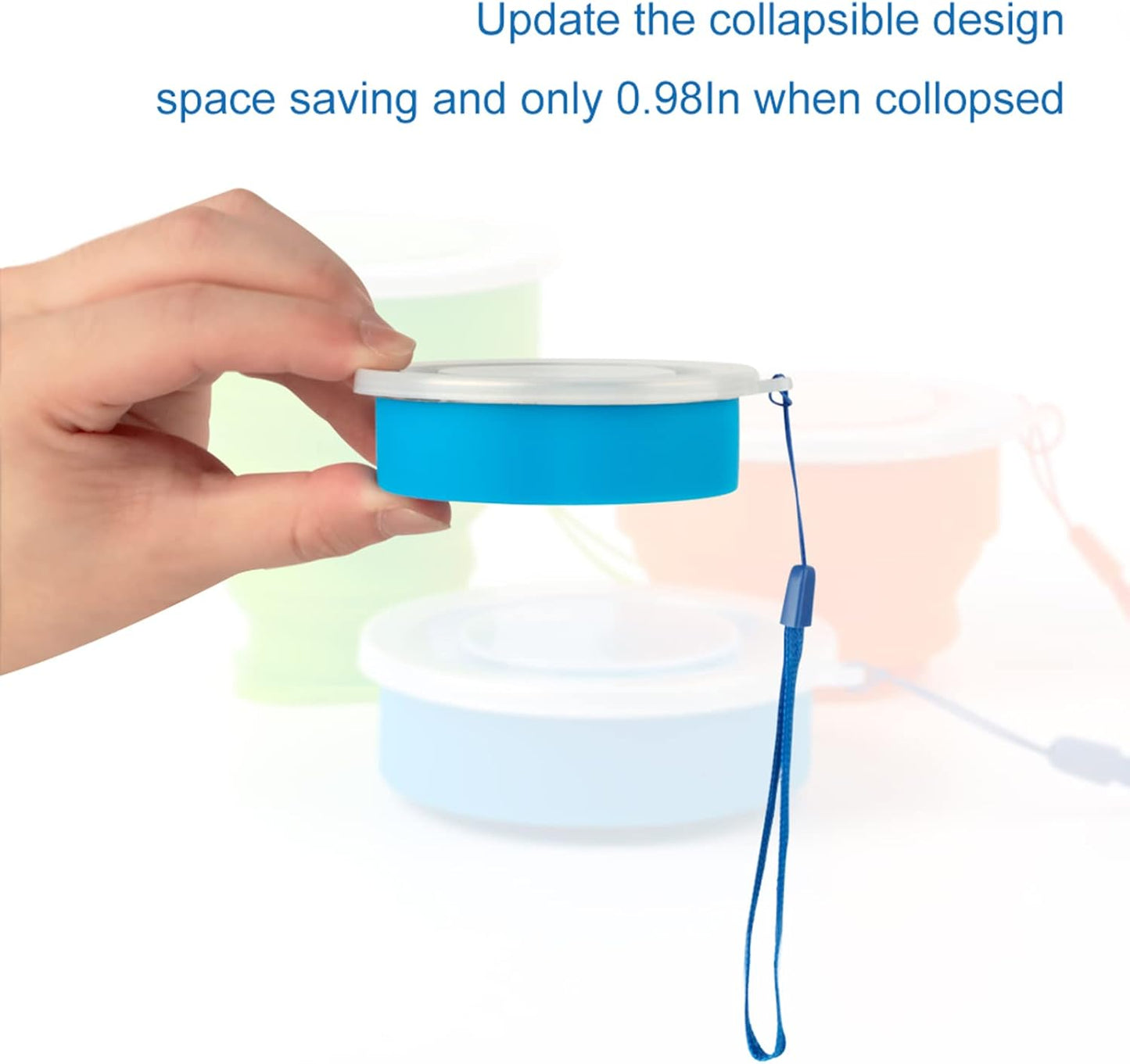 3 Pack Collapsible Water Cup Camping Cups Foldable Drinking Cup Travel Cups Silicone Collapsible Cups with Lid Portable Cup for Outdoor Hiking