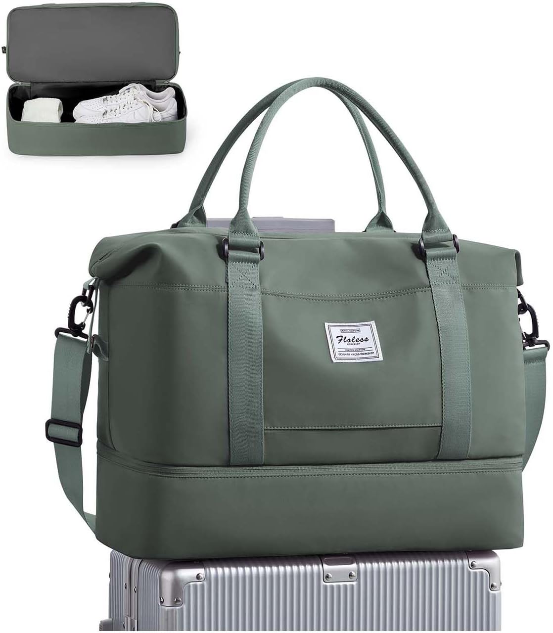 Travel Duffel Bag, Sports Tote Gym Bag, Shoulder Weekender Overnight Bag for Women