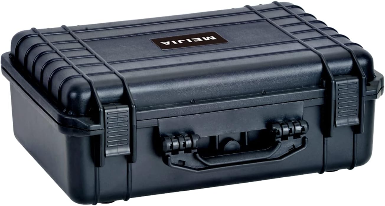 MEIJIA All Weather Portable IP67 Waterproof Protective Case, Hard Camera Case with customizable foam, Perfectly Protection of Camera, Drones,Pistols,Lens,Equipments,Black,18.5 x14.06x6.93inches