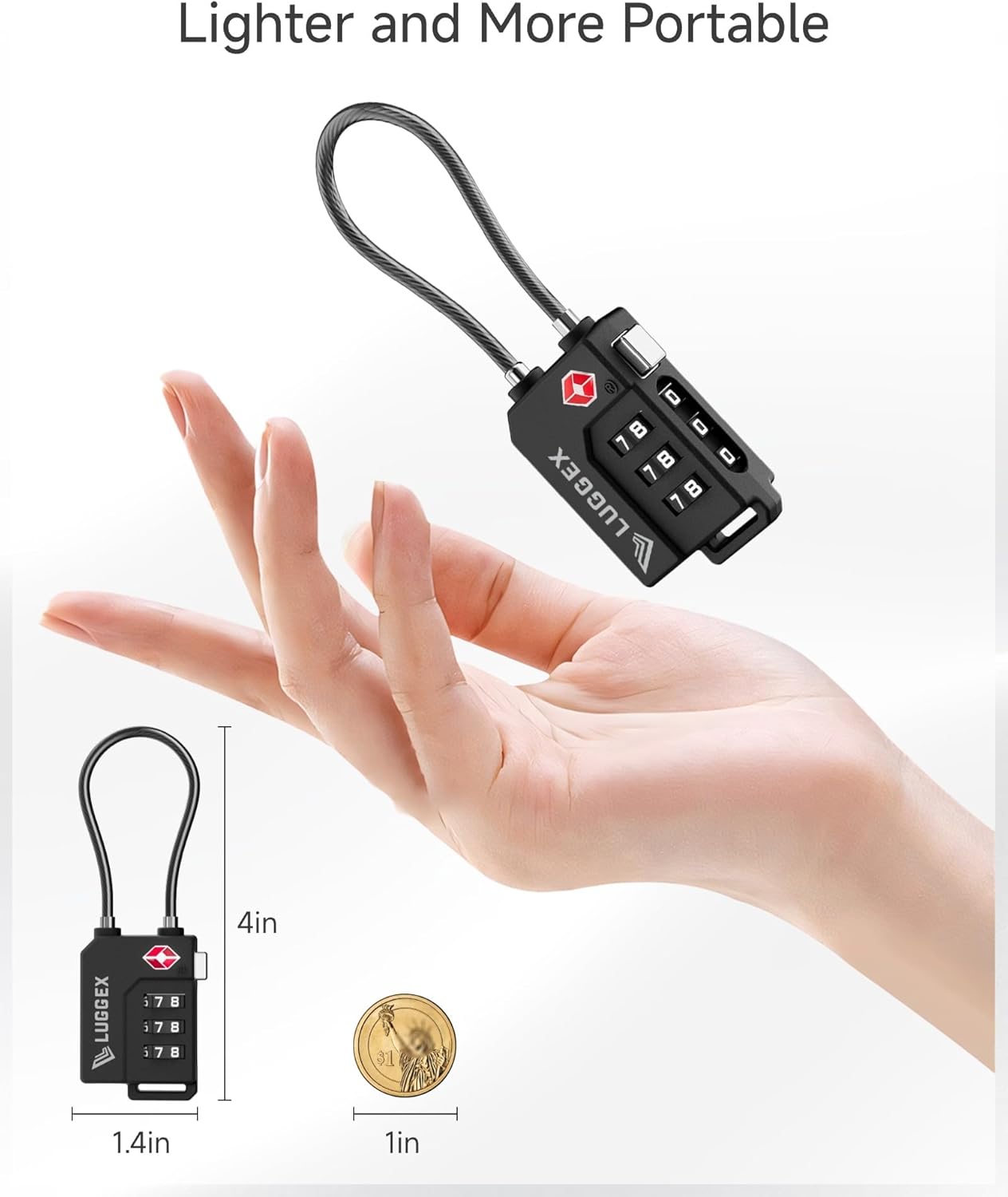 LUGGEX TSA Locks for Luggage, Suitcase Locks TSA Approved, Luggage Locks, Ease of Use & Durable(Black,6 Pack)