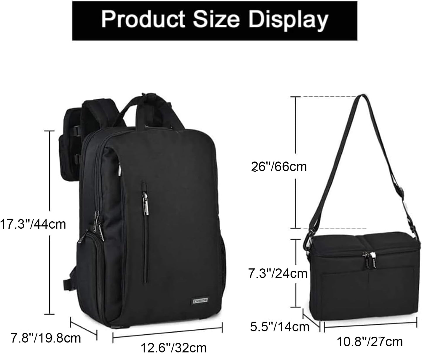 CADeN DSLR Camera Backpack Bag Waterproof Anti Theft with 15.6 inch Laptop Compartment, USB Charging Port, Tripod Holder, Rain Cover, Inner Case, Compatible for Sony Canon Nikon Olympus Black