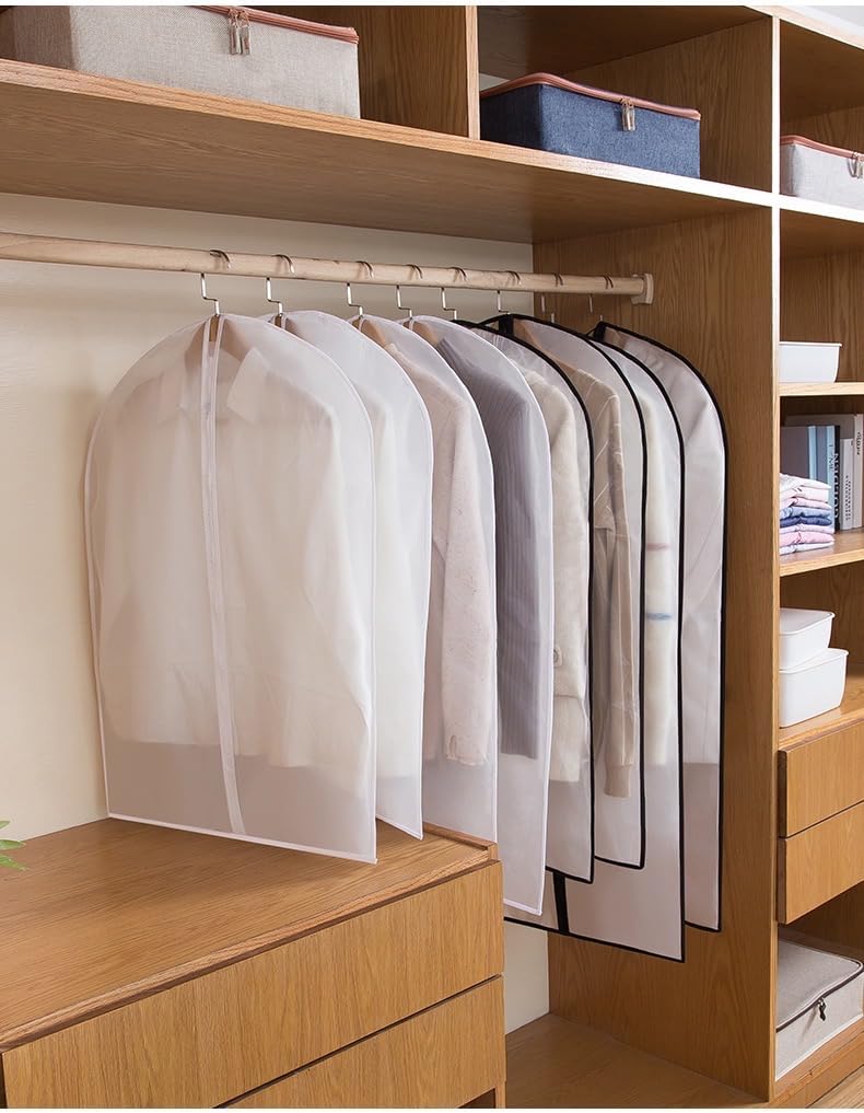 Garment Bags for Hanging Clothes 12 PCS Transparent Waterproof Dustproof Storage for Wardrobe Storage Suit Covers for Closet Clear Reuse Full Zipper for Costumes Suits Coats 24''x48''