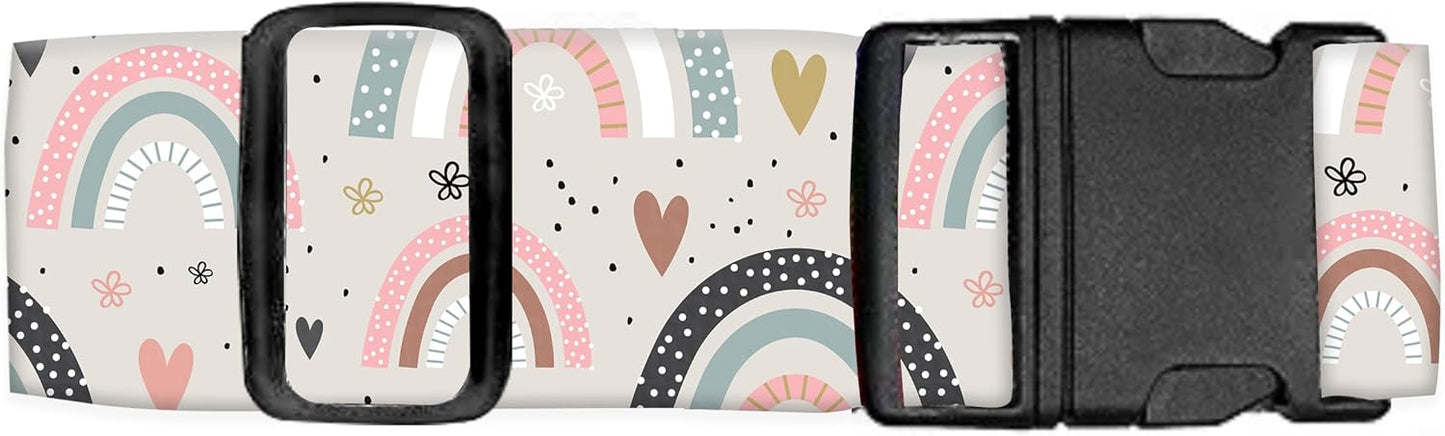 Luggage Straps for Suitcases Travel Belt Accessories, Cute Suitcase Strap, Adjustable Luggage Belt Strap, Heavy Duty with Quick-Release Buckle Luggage Strap Cute Boho Rainbows