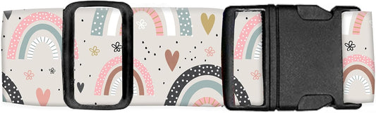 Luggage Straps for Suitcases Travel Belt Accessories, Cute Suitcase Strap, Adjustable Luggage Belt Strap, Heavy Duty with Quick-Release Buckle Luggage Strap Cute Boho Rainbows