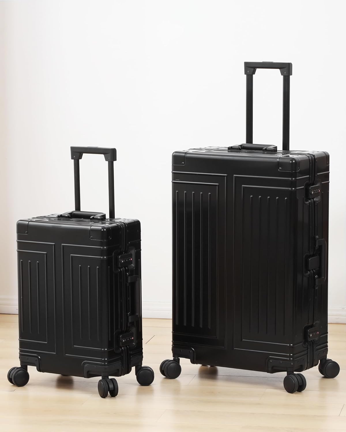 All Aluminum Carry On Luggage，Cut from Whole Aluminum Sheet，22x14x9 Airline Approved ，（3rd Generation，Premium Metal zipperless suitcase ） (black, 28inch)