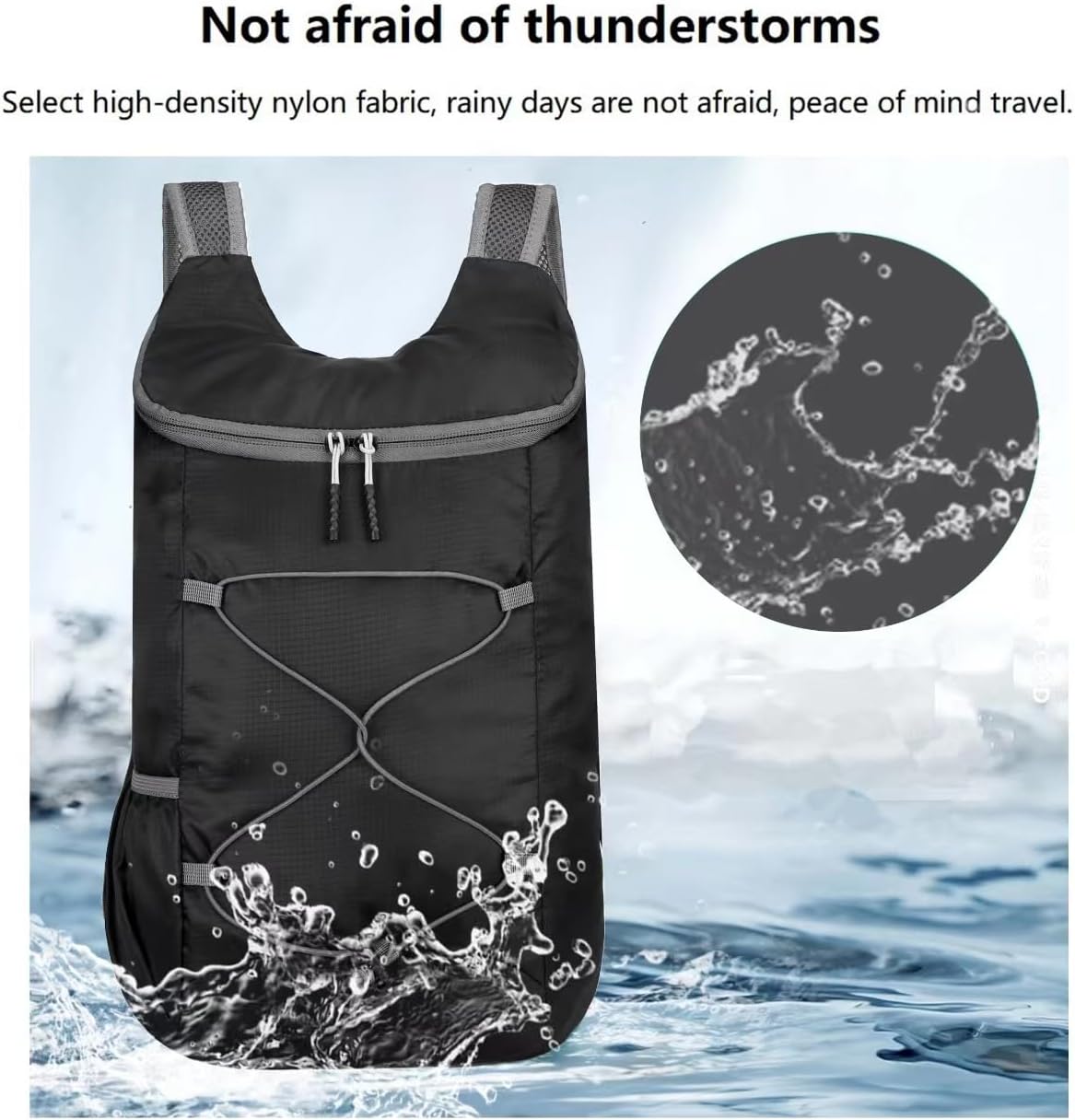 16L Hiking Daypack Lightweight Foldable Travel Backpack Water Repellent Camping Outdoor Packable Easy Carry-on Bag (Black&Gray)